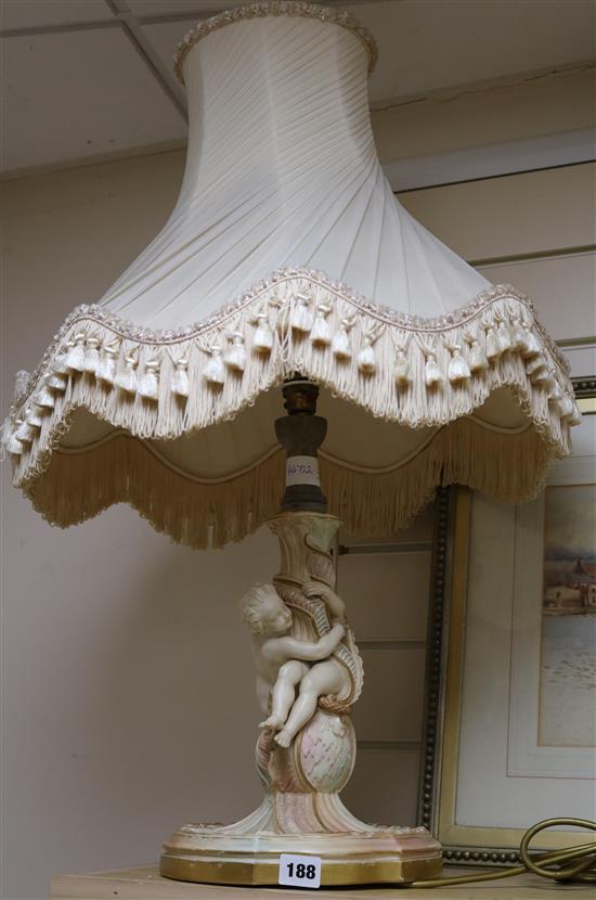 A Royal Worcester blush ivory lamp, base 30cm